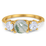 Three Stone Round Natural Stone Ring