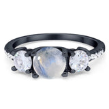 Three Stone Round Natural Stone Ring