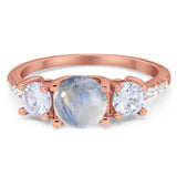 Three Stone Round Natural Stone Ring