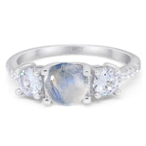 Three Stone Round Natural Stone Ring