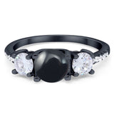 Three Stone Round Natural Stone Ring