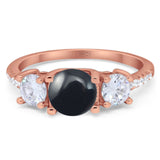 Three Stone Round Natural Stone Ring