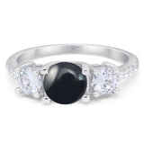 Three Stone Round Natural Stone Ring