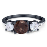 Three Stone Round Natural Stone Ring