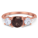 Three Stone Round Natural Stone Ring