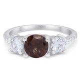 Three Stone Round Natural Stone Ring