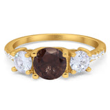 Three Stone Round Natural Stone Ring