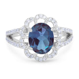 Art Deco Oval Natural Stone Flower Ring