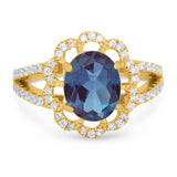 Art Deco Oval Natural Stone Flower Ring