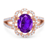 Art Deco Oval Natural Stone Flower Ring