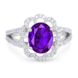 Art Deco Oval Natural Stone Flower Ring