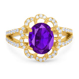 Art Deco Oval Natural Stone Flower Ring