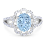 Art Deco Oval Natural Stone Flower Ring