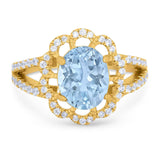 Art Deco Oval Natural Stone Flower Ring