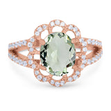Art Deco Oval Natural Stone Flower Ring