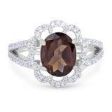 Art Deco Oval Natural Stone Flower Ring