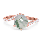 Art Deco Round Natural Stone Twisted Ring