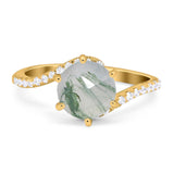 Art Deco Round Natural Stone Twisted Ring