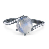 Art Deco Round Natural Stone Twisted Ring