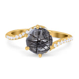 Art Deco Round Natural Stone Twisted Ring