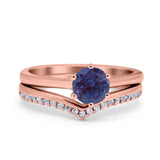Two Piece Round Natural Stone Chevron Ring