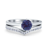 Two Piece Round Natural Stone Chevron Ring