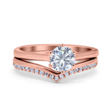 Two Piece Round Natural Stone Chevron Ring