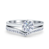 Two Piece Round Natural Stone Chevron Ring
