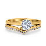 Two Piece Round Natural Stone Chevron Ring