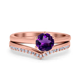Two Piece Round Natural Stone Chevron Ring