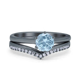 Two Piece Round Natural Stone Chevron Ring