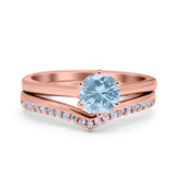 Two Piece Round Natural Stone Chevron Ring