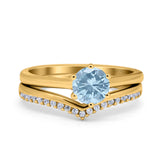 Two Piece Round Natural Stone Chevron Ring