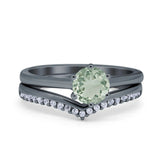 Two Piece Round Natural Stone Chevron Ring