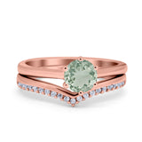 Two Piece Round Natural Stone Chevron Ring