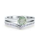 Two Piece Round Natural Stone Chevron Ring