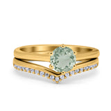 Two Piece Round Natural Stone Chevron Ring