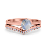Two Piece Round Natural Stone Chevron Ring