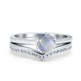 Two Piece Round Natural Stone Chevron Ring