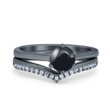 Two Piece Round Natural Stone Chevron Ring