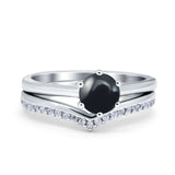Two Piece Round Natural Stone Chevron Ring