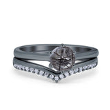 Two Piece Round Natural Stone Chevron Ring