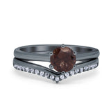 Two Piece Round Natural Stone Chevron Ring