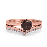 Two Piece Round Natural Stone Chevron Ring