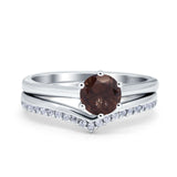 Two Piece Round Natural Stone Chevron Ring
