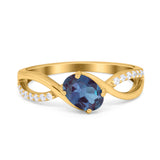  Oval Natural Stone Infinity Twisted Ring
