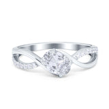 Oval Moissanite Infinity Shank Twisted Ring 925 Sterling Silver
