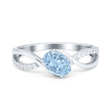Oval Natural Aquamarine Infinity Shank Twisted Ring 925 Sterling Silver