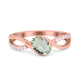  Oval Natural Stone Infinity Twisted Ring