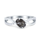  Oval Natural Stone Infinity Twisted Ring